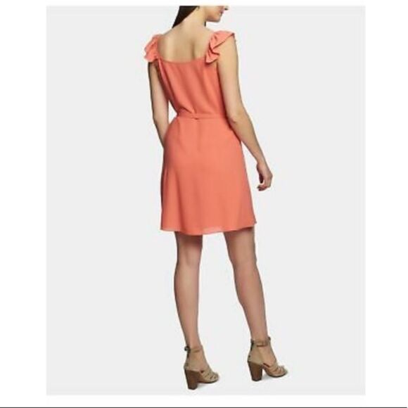 1. State ruffle trim coral colored sleeveless dress sz 4 small - Picture 3 of 12